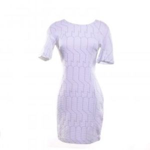 Kenzo White Silver geometric Pullover Dress xs